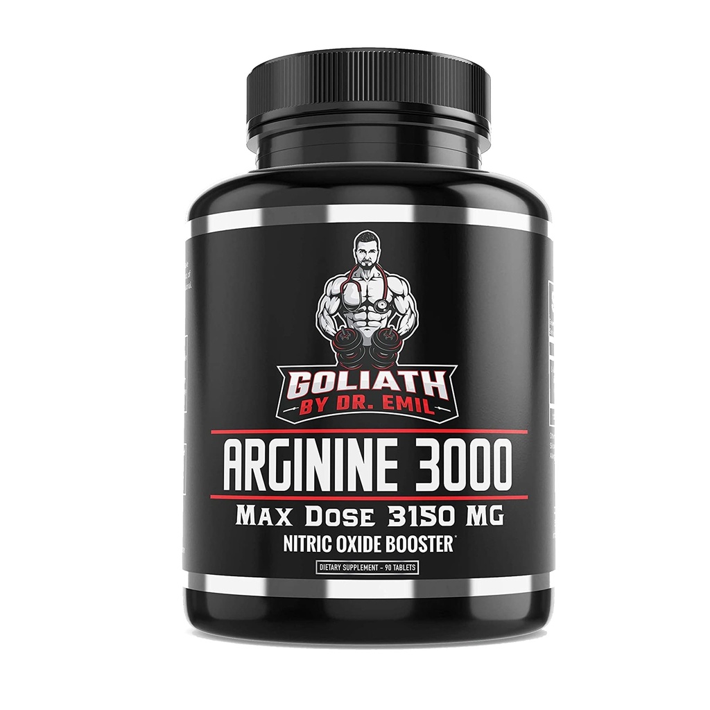 Dr. Emil - L Arginin (3150mg) Højeste Kapseldosis - Nitrooxidtilskud for vaskularitet, udholdenhed og hjertesundhed (AAKG og HCL) - 90 tabletter