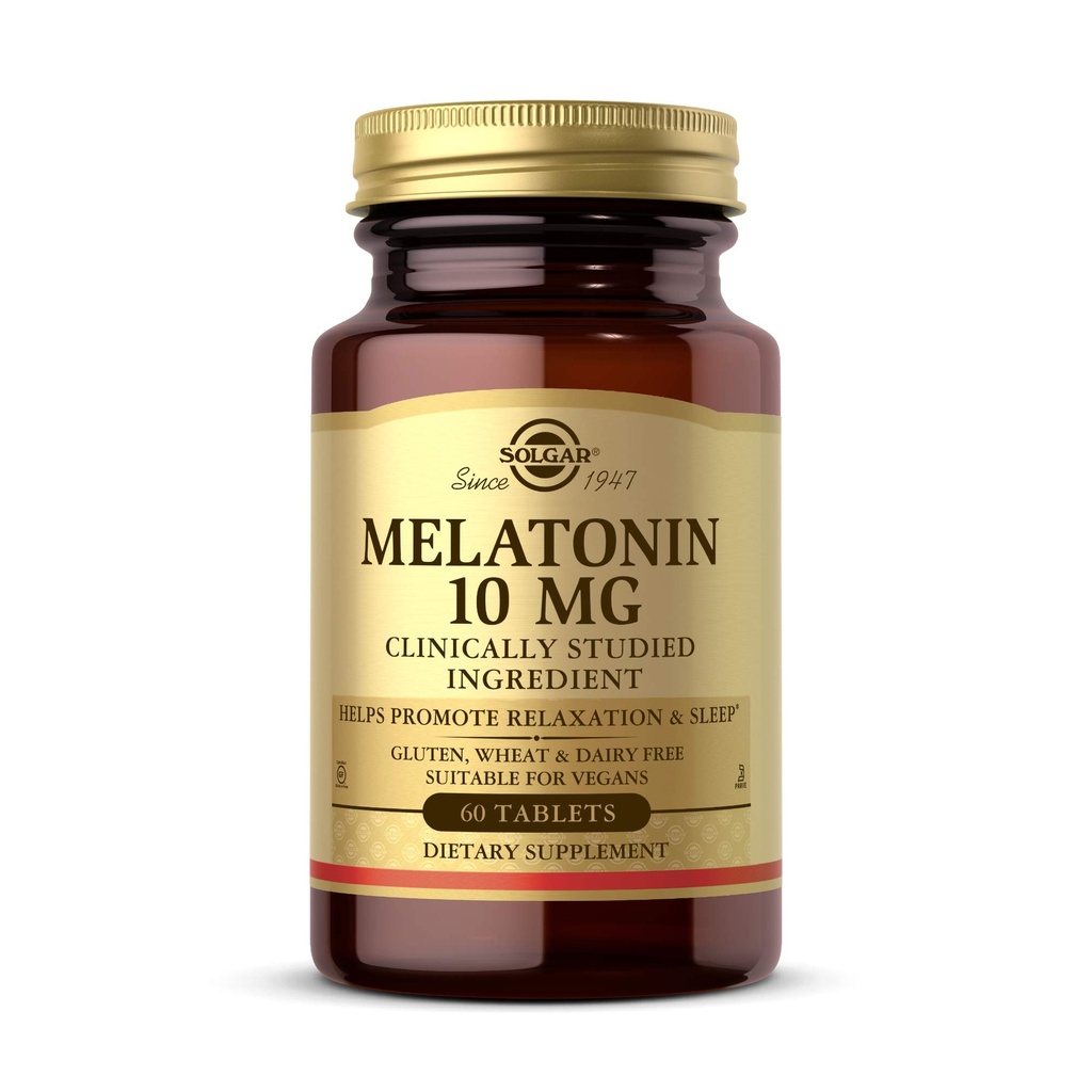 Solgar Melatonin 10mg tabletter højdosis hjælper med at fremme afslapning Sleep Clinically Studerede Melatonin understøtter naturlige søvn cyklus Vegan Gluten Free Dairy Free Kosher Serveringer, 60 Greve