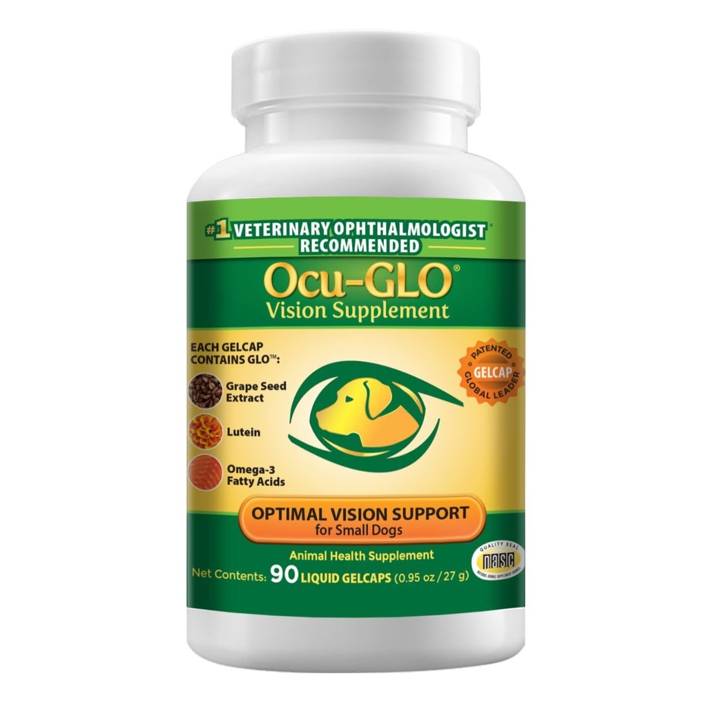 Ocu- GLO Canine Vision supplement til små hunde 10 LB og under 90 flydende gel Caps