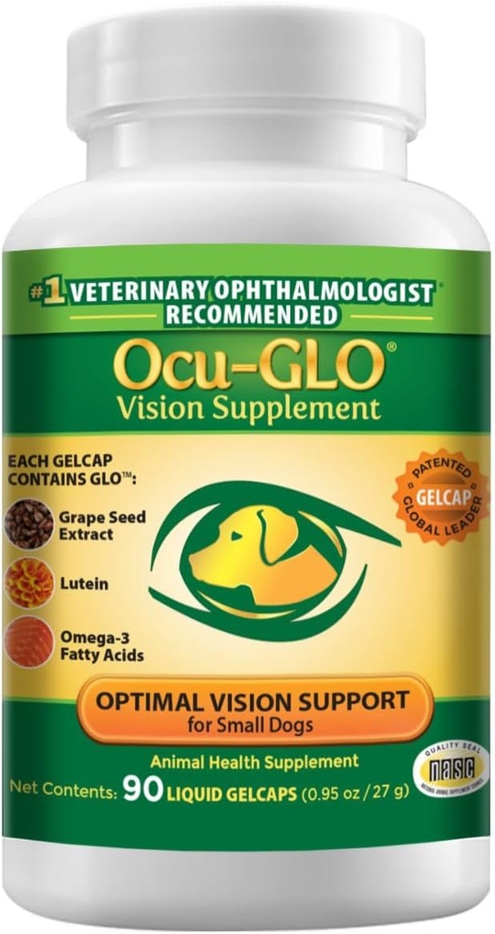 Ocu- GLO Canine Vision supplement til små hunde 10 LB og under 90 flydende gel Caps