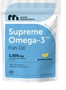 Micro Ingredients Supreme Omega-3 Fish Oil w/Ultra High EPA & DHA, Burpless Softgels | rTG Omega-3 with Vitamin D3 | Wild-Caught Cold Deep-Sea Fish | Lemon Flavor, Easy to Swallow, 120ct