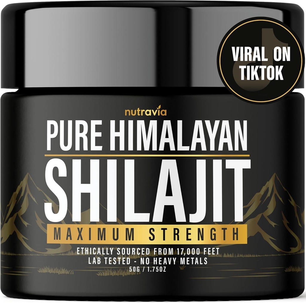 Shilajit Pure Himalayan Organic Resin - Natural Autentisk Lab Testet Formel for Mænd, Kvinder - Ingen tunge Metals - 600mg Max Styrke med 85 + Trace Minerals Golden Grade Shilajit Supplement (1 pakke)