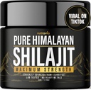 Shilajit Pure Himalayan Organic Resin - Natural Autentisk Lab Testet Formel for Mænd, Kvinder - Ingen tunge Metals - 600mg Max Styrke med 85 + Trace Minerals Golden Grade Shilajit Supplement (1 pakke)