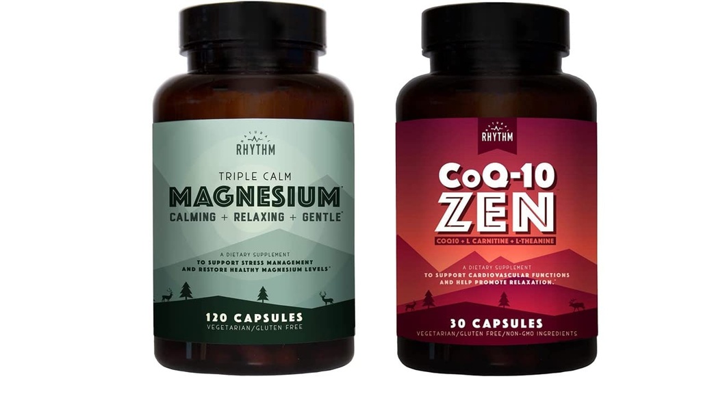 Natural Rhythm Cardio Calm Bundle - Triple Calm Magnesium 150mg, 120 Kapsler + CoQ10- ZEN (Coenzym Q10 + L- Carnitin + L- Theanin), 30 Kapsler