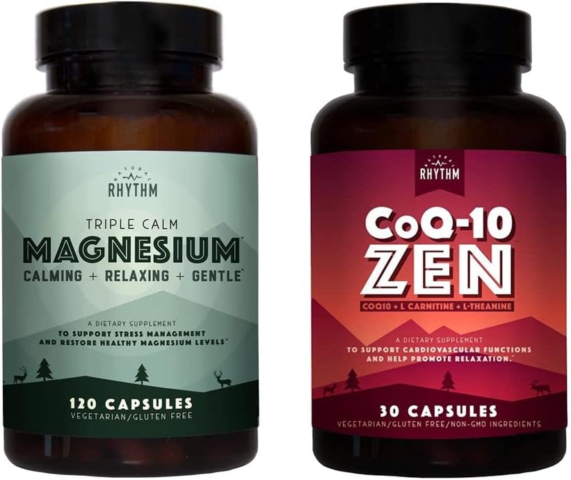 Natural Rhythm Cardio Calm Bundle - Triple Calm Magnesium 150mg, 120 Kapsler + CoQ10- ZEN (Coenzym Q10 + L- Carnitin + L- Theanin), 30 Kapsler