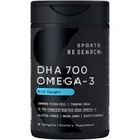 Sports Research® DHA Omega-3 Fish Oil 700 mg – Single Source Wild-Caught Fish – Supports Brain Health* – Burpless, Non-GMO, Gluten-Free, Sustainably Sourced – 90 Softgels