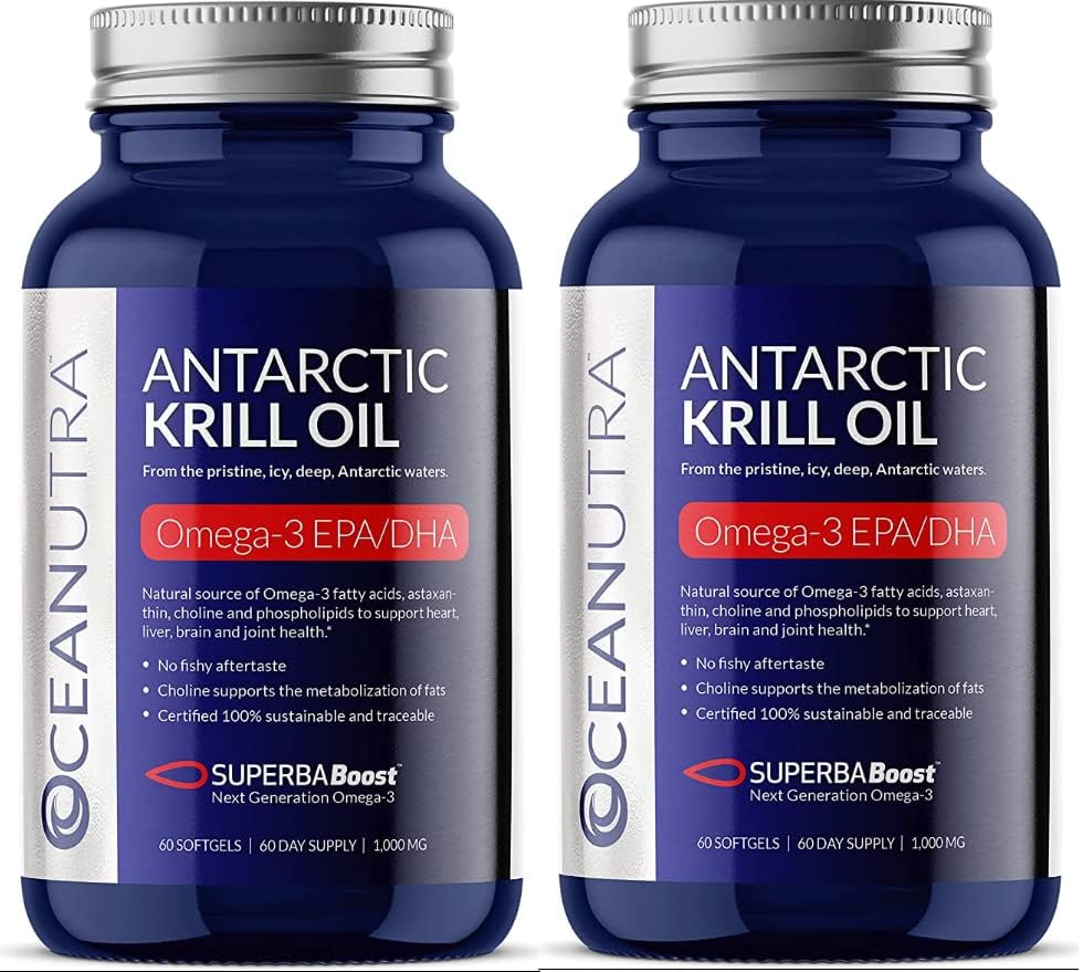 100% Pure Krill Oil 1000MG 120- Day Supply Double Strength 56% Phospholipider Astaxanthin Sustaxanthin Sustaxanthin Antarktis SuperbaBoost Omega 3 EPA DHA Heart Brain Skin Care, Third-Party Testet, Ingen Fish Oil