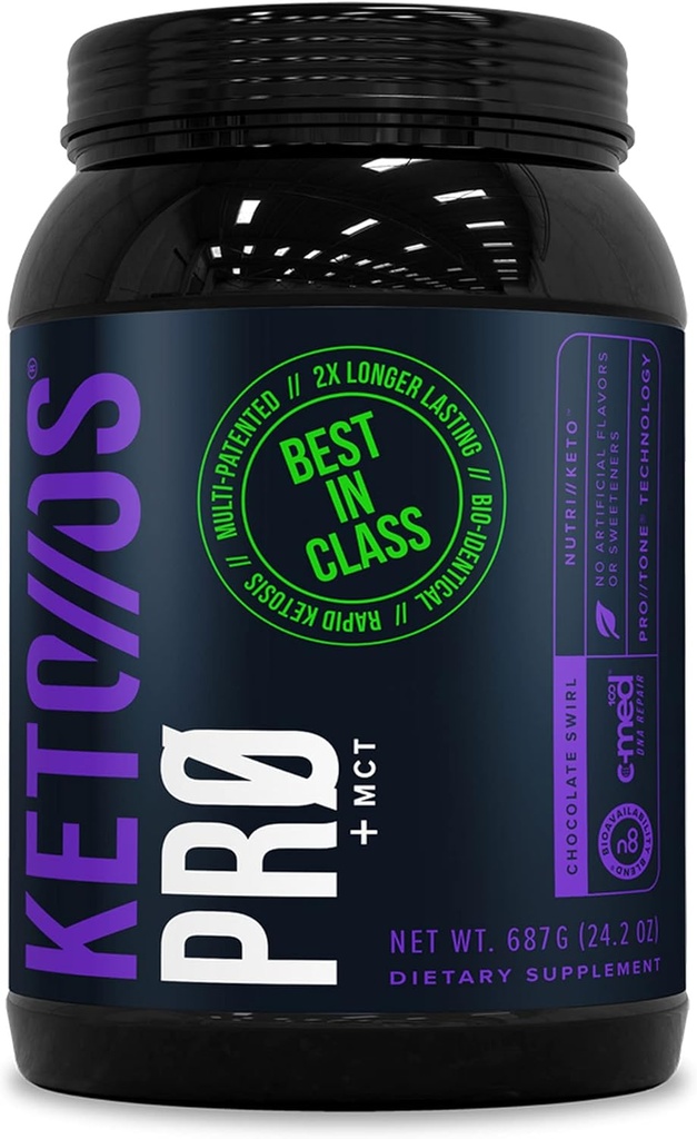 Pruvit Keto / / OS Pro Chokolade Swirl + MCT Ketoner - Keto / / OS Pro supplement til energi Boost, bedre fordøjelse og hjælper med at bekæmpe aldringsprocessen - 30 Servering