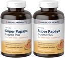 American Health Super Papaya Enzyme Plus tyggetabletter, Natural Papaya Flavor - fremmer fordøjelse & næringsstof Absorption, indeholder papain & andre enzymer - 360 greve - pakke med 2