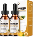 (2 Pack) Magnesium Glycinat Supplement flydende dråber til kvinder og mænd, 1000mg høj Absorption med bromelain, C-vitamin, B6, D, zink, til rolig afslapning muskel, tarm energi, ananas smag