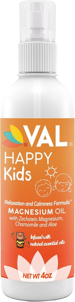 VAL Kids Magnesium Oil Spray - Natural Bedtime Call & Mood Support Shut 124; Zechstein Magnesium, Kamille & Aloe Shut 124; Ingen Itch Shut 124; Fast- Absorbing Shut 124; Made in USA