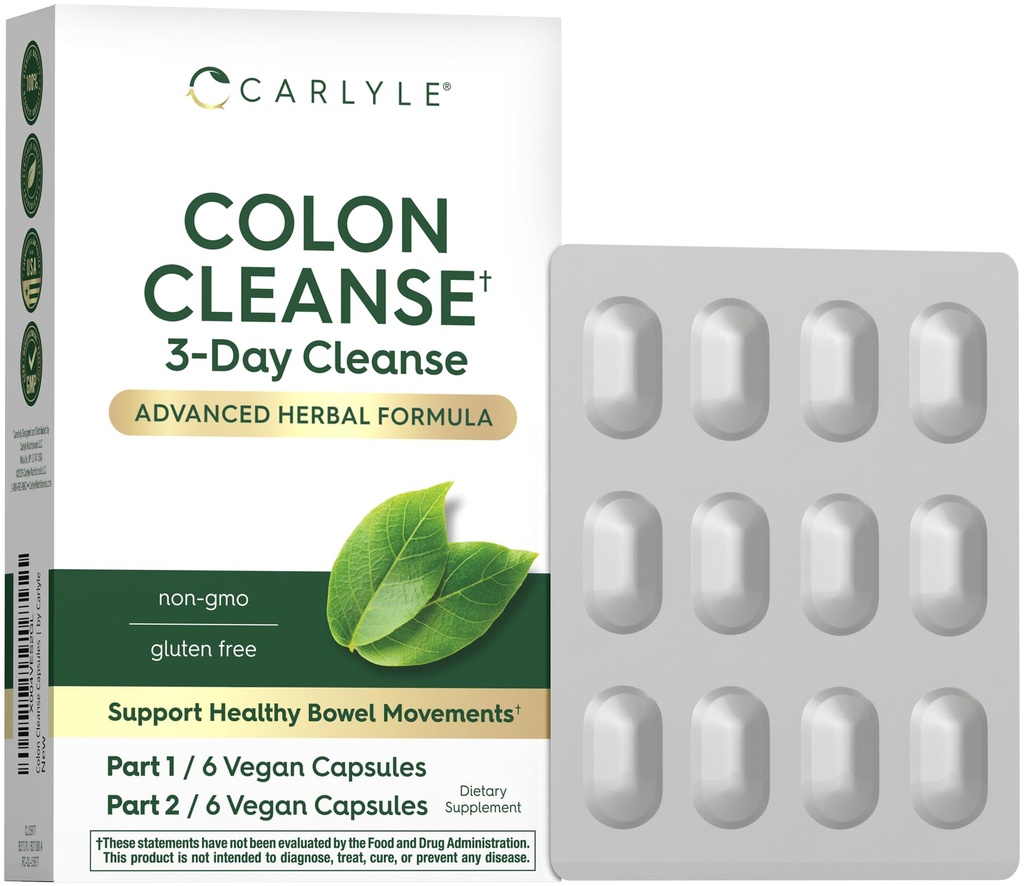 Carlyle Colon Cleanse nogensinde 124; 12 Vegan Kapsler nogensinde 124; 3 Day Cleanse nogensinde 124; Advanced Herbal Formel 124; Support Sund Tågemaskiner 124; Non- GMO og Gluten Free Supplement