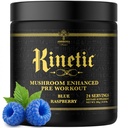 Ambrosia Kinetic Organic Preworkout, Mushroom Forbedret Natural Pre Workout Supplement, Nootrop Superfood Powder for Energy (Blå Hindbær)
