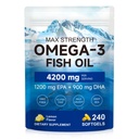 AIQIUSHA Omega 3 Fish Oil Supplements 4200mg – Triple Strength EPA DHA (1200/900), No Fishy Burps, Enteric Coated, Supports Heart, Brain, Joint Health, 240 Softgels (1)