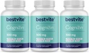 BESTVITE Cognizin Citicoline 500mg (180 Vegetarian Capsules) (60x3) - Clinically Studied Premium Choline Nootropic - No Stearates - Vegan - Gluten Free - Brain Supplements for Memory and Focus
