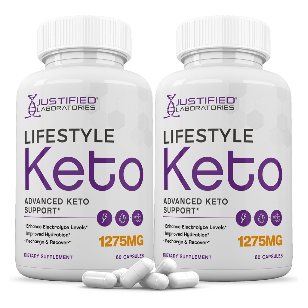Justified Laboratories (2 Pack Lifestyle Keto Pills 1275MG Ny & Forbedret formel Indeholder Apple Cider Vinitor Extra Virgin Olivenolie Powder Green Tea Leaf 120 Kapsler