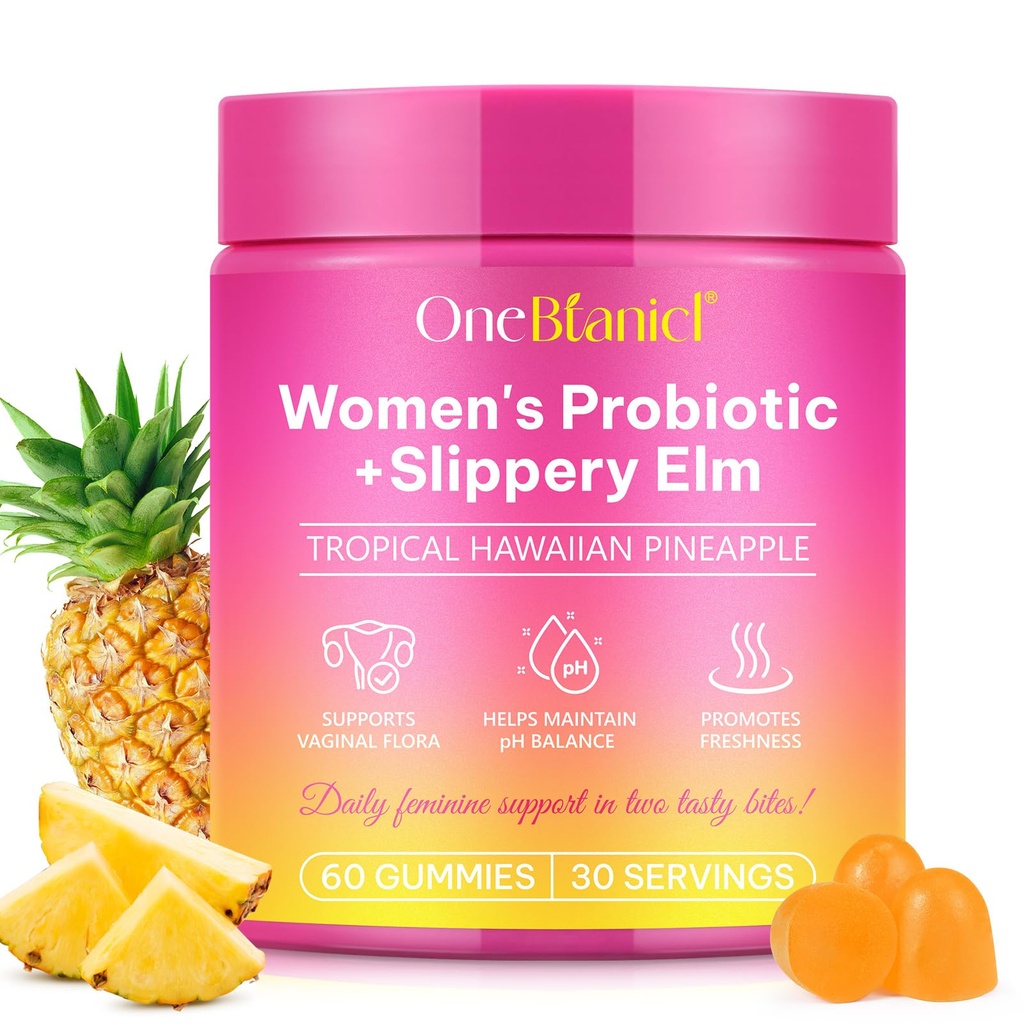 Feminin Probiotika Gummier, Vaginal Kvinder Probiotika, Feminin Balance pH Gummier for sund lugt, Forbedre immunforsvaret, Support Vaginal Sundhed, med Slippery Elm (60 Gummies)