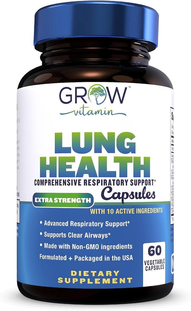 vokser vitamin Lung Health, Respiratoriske Support, Lung Health Extra Strength Support, Lung Cleanse Formel med C-vitamin til Support Bronchial System, Ånde Clear Airways - 60 kapsler
