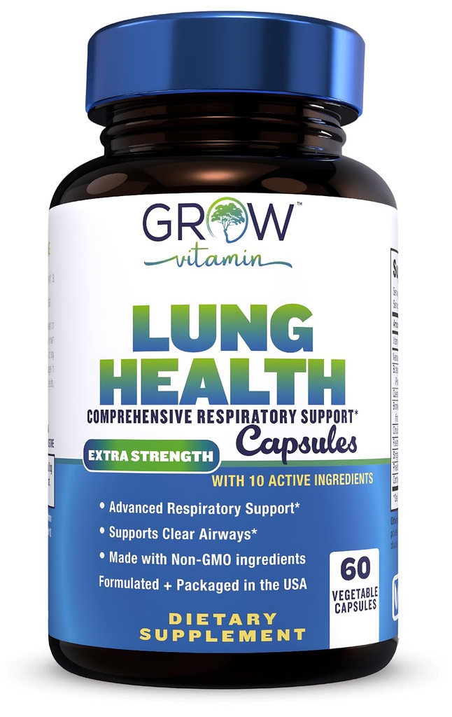 vokser vitamin Lung Health, Respiratoriske Support, Lung Health Extra Strength Support, Lung Cleanse Formel med C-vitamin til Support Bronchial System, Ånde Clear Airways - 60 kapsler
