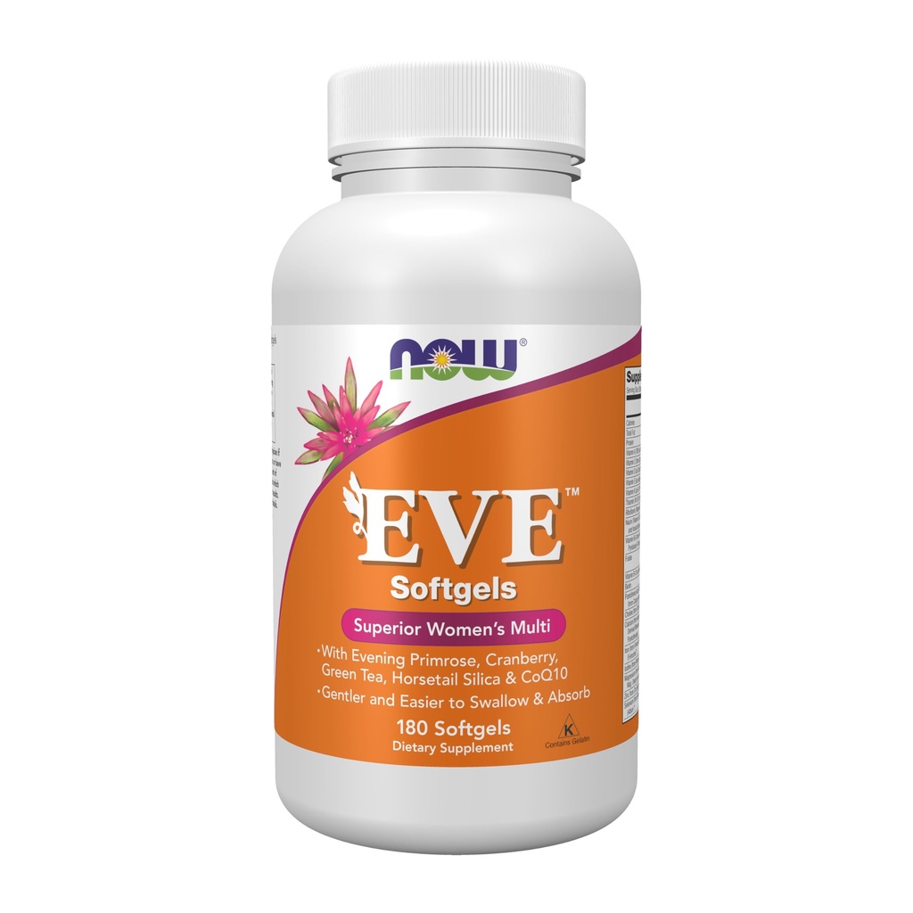 Now Foods Supplements, Eve ™ Women 's Multivitamin med Aften Primrose, Tranebær, grøn te, hestehale Silica & CoQ10, 180 Softgels
