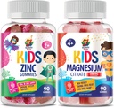 Magnesium Gummier for børn og voksne - 500mg & Zink Gummier for børn og voksne - Zink Chewable Gummy for immunforsvar - Kraftfuld Natural Antioxidant Non- GMO supplement til børn mænd voksne.