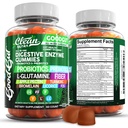 Rene Nutracatives fordøjelsesenzymer med Probiotika & Prebiotika til fordøjelsessygdomme Gummies & L- Glutamin til Gut Health Bromelain Apple Pectin Inulin FOS Plante baseret Vegansk Gummy Vitaminer