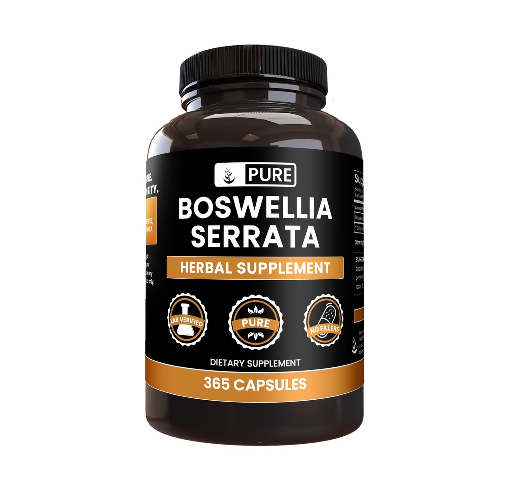 Pure Original Ingredienser Boswellia Serrata (365 kapsler) Ingen Magnesium eller Rice Fillers, Altid Pure, Lab Verified