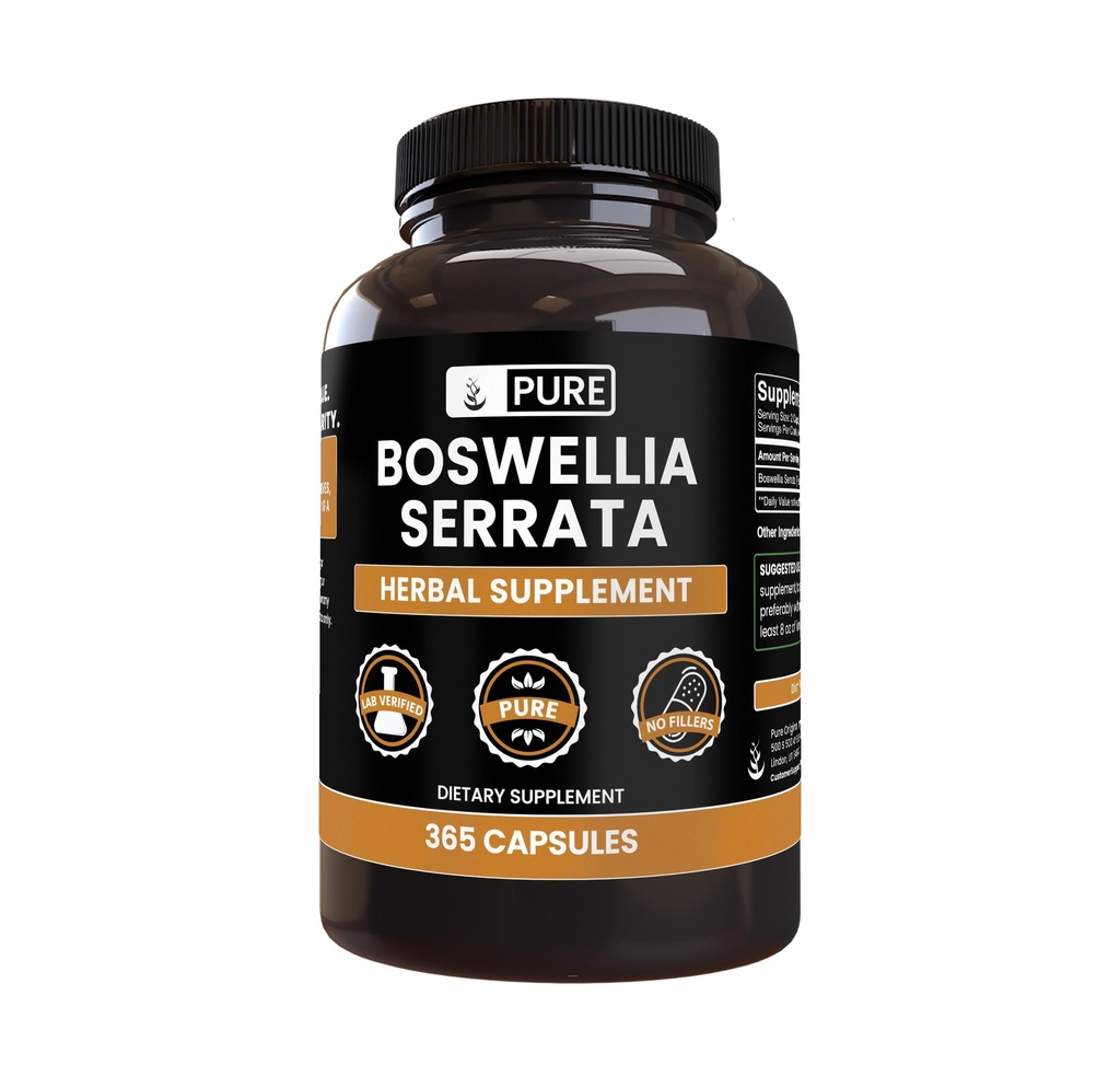 Pure Original Ingredienser Boswellia Serrata (365 kapsler) Ingen Magnesium eller Rice Fillers, Altid Pure, Lab Verified