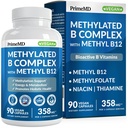 Metyleret B-kompleks med methylfolat og B12-methylcobalamin 1000 mcg - Methyleret Multivitamin til energi, hjernefunktion og wellness - vitamin B-kompleks til mænd og kvinder (90 Servering) (Pack of 1)