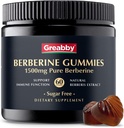 Berberine 1500mg Gummies Sugar- Free, 97% Renhed Økologisk Berberine, immunforsvar, Berberine Kosttilskud til voksne, 60 Pectin Gummies