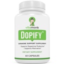 VitaMonk Dopify Dopamin Supplement Dopamin Booster med Uridin Monophosphat, Mucuuna Pruriens, L- Theanin, Tyrosine og mere - ingen kunstige fyldstoffer, Bare Brain Food - 60 kapsler