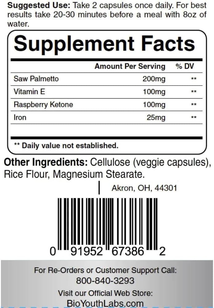 Labs hårvækst vitaminer supplement til tykkere hårvækst, 60 kapsler - næringsrige blend af E-vitamin, hindbær keton, jern & sav Palmetto til minimere hårtab for både kvinder og mænd.