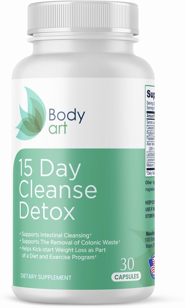 Krop Art 15 Dag Colon Cleanse Detox - Naturlige kapsler til fordøjelsessygdomme - genert støtte til mænd og kvinder - 30 Greve