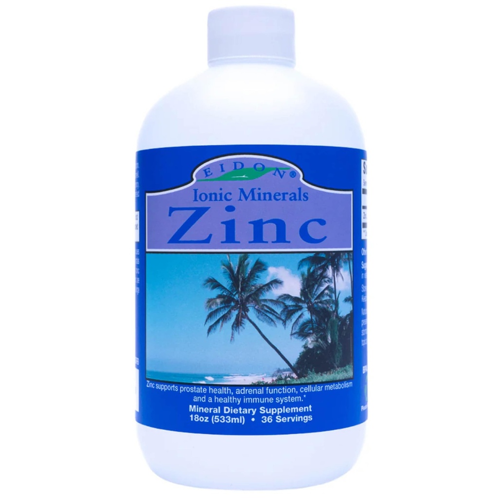 Eidon Ionic Minerals Liquid Zinc Concentrate - Ionic Zinc Sulfate Supplement Drops for Men, Women, & Kids, Support Immune System, Hair and Skin, Liver and Kidney Health - 18 oz