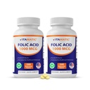 Vitamatisk folinsyre 1000 mcg (1 mg) - 240 Vegetariske tabletter (pakke med 2) 1667 mcg DFE - Vitamin B9 til Prenatal, Heart & Cellular Health