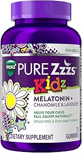 PURE Zzzs Kidz, Kids Melatonin Gummy, Sleep Aid, Low Amount of Melatonin for Kids, with Chamomile and Lavender, Melatonin 1 mg, Melatonin Gummies Kids, Berry Flavored, 72 Sleep Gummies