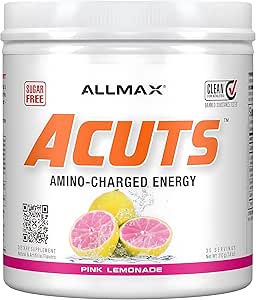 ALLMAX Nutrition AMINOCUTS (ACUTS), Amino-Charged Energy Drink with Taurine, L-Carnitine, Green Coffee Bean Extract, Pink Lemonade, 30 Servings