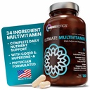 OmniBiotics Ultimate Daily Multivitamin for Kvinder & Mænd - 34 Væsentlige ingredienser, herunder vitamin A, C, D, E, B6, B12, Biotin, Zink - 120 Veganske kapsler