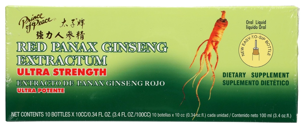 Prince of Peace Red Panax Ginseng Extractum Ultra Strength -- 3,4 oz - 10 flasker