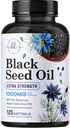 Black Seed Oil Softgels 1000mg - Premium Nigella Sativa Blackseed, Pure Natural Black Cumin Seed Oil & Antioxidant til hud & immunforsvar - Ikke GMO, Flasket i USA Supplement - 120 Softgels