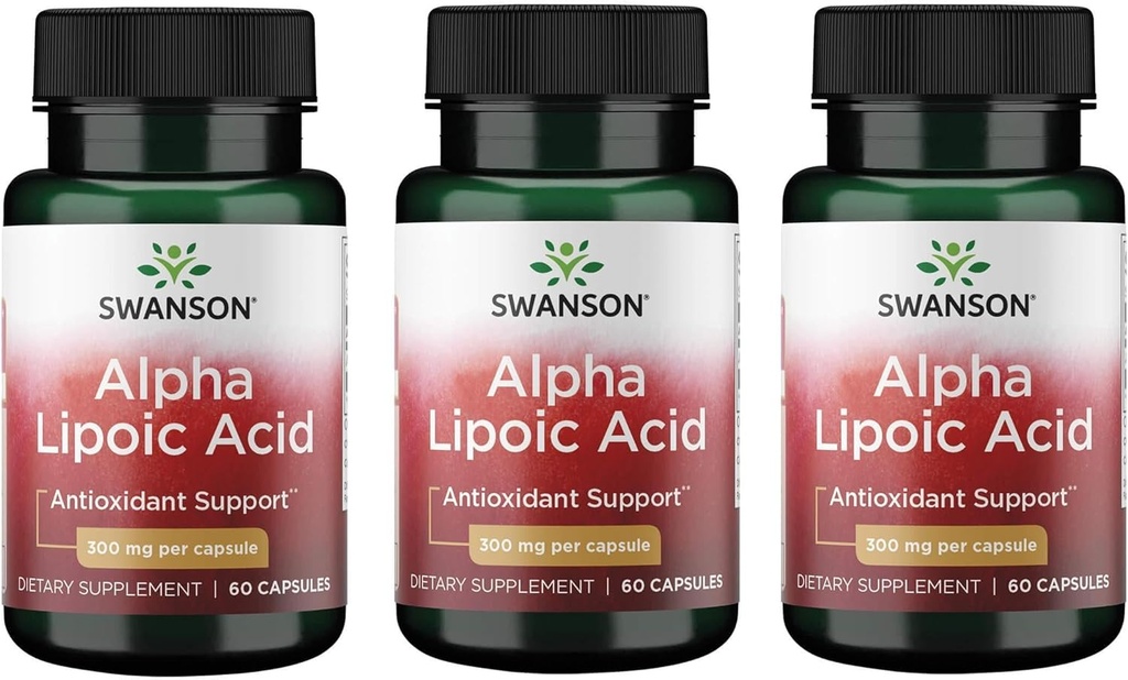 Swanson Alpha Lipoic Acid - Antioxidant Activity Supplement - 300 mg 60 Kapsler (3 stk.)