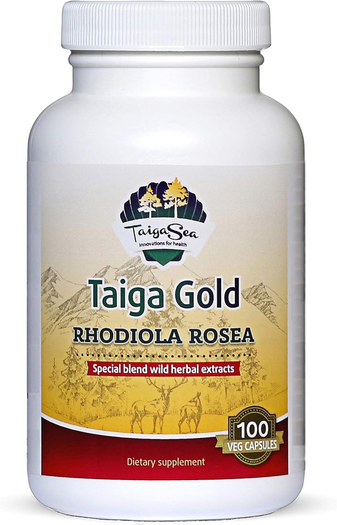 Wild Rhodiola Rosea Extract, Siberian Herbal Extract Blend for Natural Stress Relief, Focus, Mood og Mental Forfriskning, Optimal Energi og Endurance, Rhodiola Root Kapsler