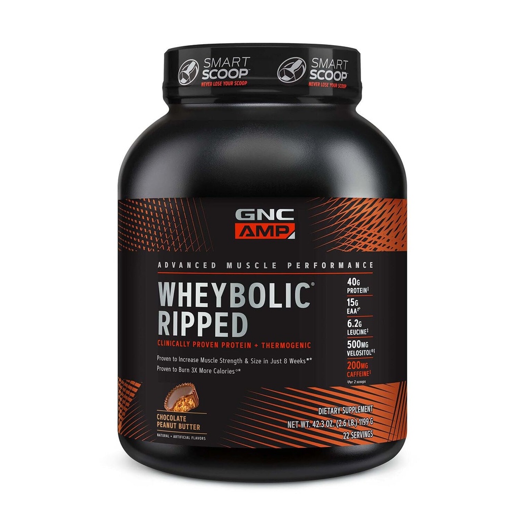 GNC AMP Wheybolc Ripped - Chokolade Peanut Butter (22 Servere)