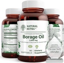 Natural Borage Oil Supplement - Rich in Gamma- linolensyre (GLA), En Potent Omega- 6 Essential Fedtsyre Kendt for at støtte hud, nerve og fælles sundhed 90 Softgels.