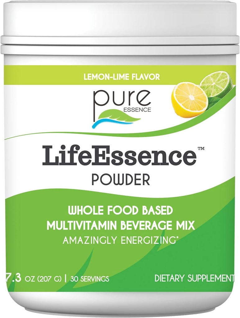Pure Essence Labs LifeEssence Multivitamin Powder til mænd og kvinder, Natural Herbal Supplement med vitamin D3, B12, og biotin, Energizing hele fødevarer baseret pulver mix, 7,3 oz