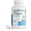Bronson Melatonin 12mg Hurtig opløsning Nattestøtte Støtte & Afslapning Support, 180 Pebermynte Vegetar Lozenges