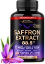 Natural Saffron Kosttilskud - Pure Saffron Extract 88.5 mg - Made in USA - Food Medical 124; Focus Medical 124; Vision Medical 124; Energistøtte - Eye Health for Women & Men - NonGMO Vegan Pills - 90 Powder Capsules, 3 Month Supply