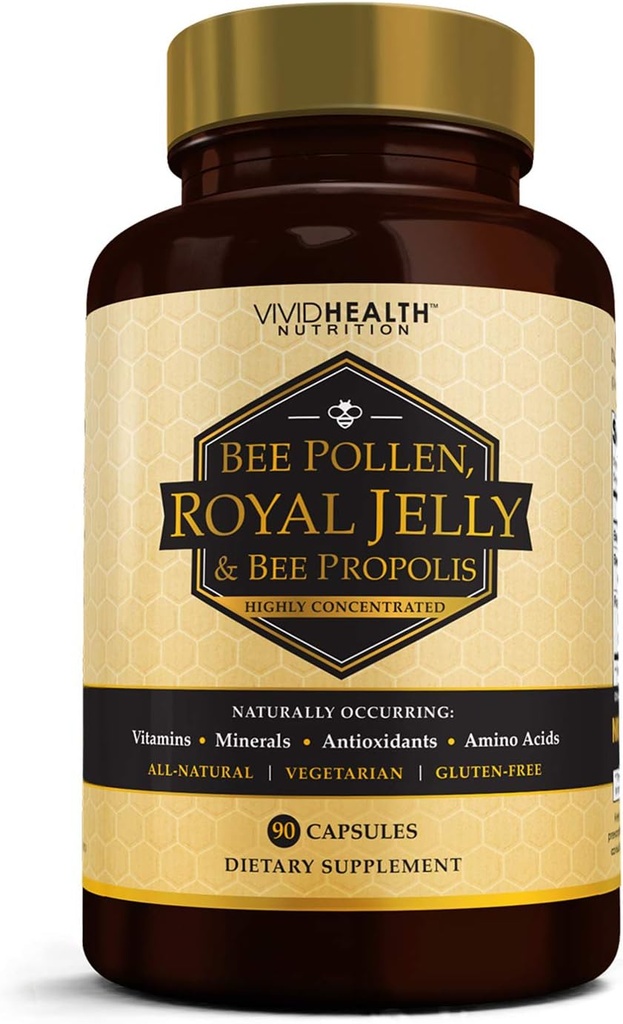 Høj potens Royal Jelly og Bee Pollen Kapsler, 90 Greve