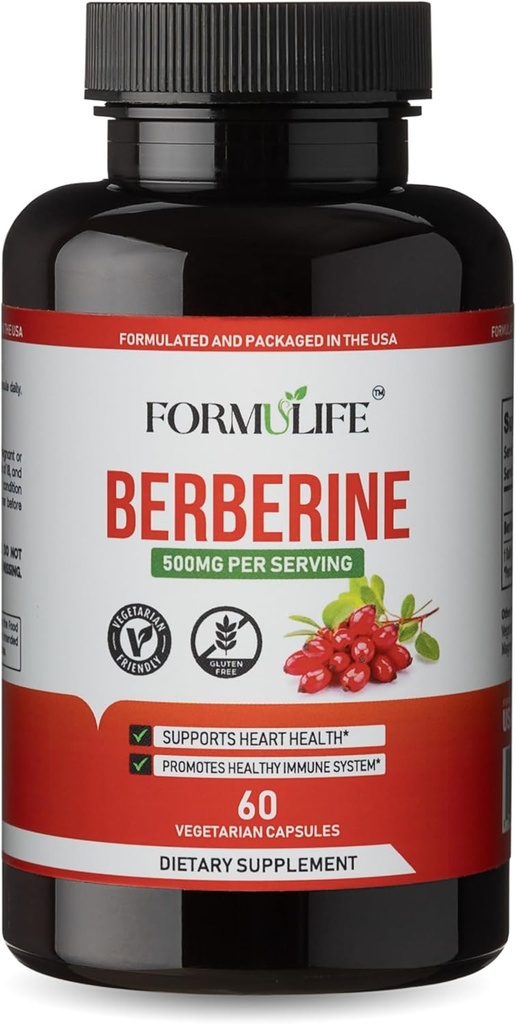 Berberine 500mg - Berberine Supplement; Understøtter GLP-1, AMPK Activator, Metabolic Wellnes, Berberine HCL 500mg for sund livsstil Kvinder & Mænd, 60 kapsler, Non- GMO, Vegan, Made in USA