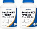 Nutricost Betaine HCl + Pepsin 790mg, 240 kapsler, 2 flasker (480 kapsler)